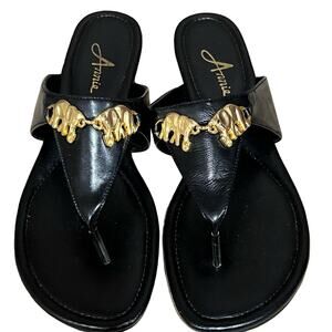 Annie's Elephant Sandals Black & Gold size 9.5 Wide